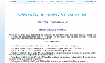 Arrêté du 12 avril 2022 désignant les mesures de restructurations...ouvrant droit aux dispositifs indemnitaires d'accompagnement