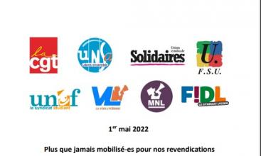 1 er mai 2022 Plus que jamais mobilisé-es pour nos revendications