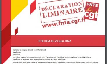 CTR DGA du 29/06/2022 - Déclaration Liminaire