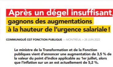 CGT Fonction Publique : Après un dégel insuffisant, gagnons des augmentations à la hauteur de l’urgence salariale !