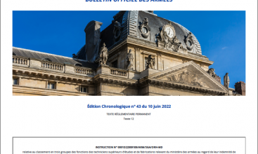 Instruction n°0001D22009109/ARM/SGA/DRH-MD relative au classement en trois groupes des fonctions des TSEF du MinArm au regard de leur IFSE du 20 mai 2022