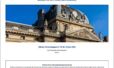 Instruction n°0001D22009109/ARM/SGA/DRH-MD relative au classement en trois groupes des fonctions des TSEF du MinArm au regard de leur IFSE du 20 mai 2022