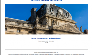 Instruction n°0001D22009100/ARM/SGA/DRH-MD relative au classement en quatre groupes des fonctions des AAE du MinArm au regard de leur IFSE du 20 mai 2022