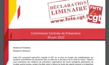 CCP du 30 juin 2022 - Déclaration Liminaire