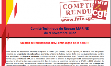 Déclaration Liminaire et Compte-Rendu du CTR MARINE du 09 novembre 2022.