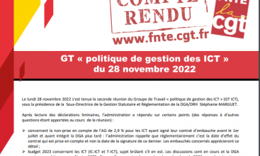 Groupe de Travail "politique de gestion des ICT" du 28 novembre 2022 Déclaration Liminaire et Compte-Rendu