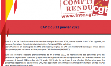 CAP-C 23 janvier 2023 : Déclaration Liminaire et Compte Rendu.