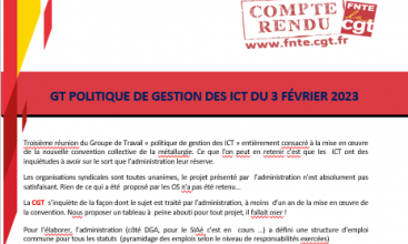 Groupe de Travail Politique de gestion des ICT du 03 février 2023.