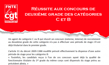 Réussite au concours 2ème grade C ou B et stage de titularisation