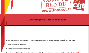 Déclaration Liminaire et Compte Rendu de la CAP C du 04 mai 2023.
