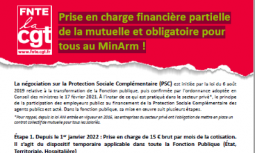 Tract FNTE : Prise en charge financière partielle de la mutuelle et obligatoire pour tous au MinArm !