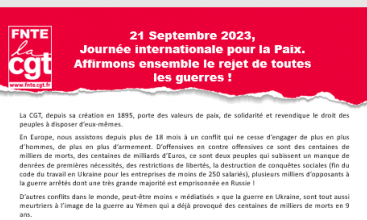 21 Septembre 2023, Journée internationale pour la Paix.