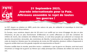  21 Septembre 2023, Journée internationale pour la Paix.