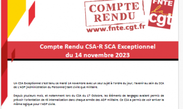 Compte rendu du CSA R SCA Exceptionnel  du 14 novembre 2023.