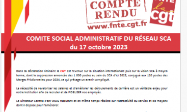 Déclaration Liminaire et Compte rendu du CSA-R SCA du 17 octobre 2023.