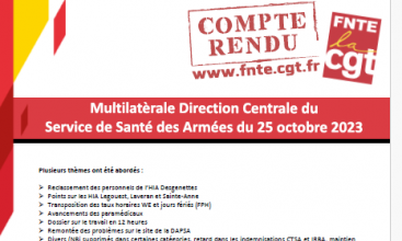 Compte Rendu de la multilatérale de la Direction Centrale du Service de Santé des Armées du 25 octobre 2023.