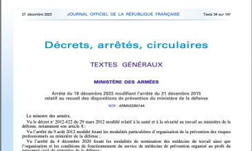 Arrêté du 18 décembre 2023 modifiant l'arrêté du 21 décembre 2015 relatif au recueil des dispositions de prévention