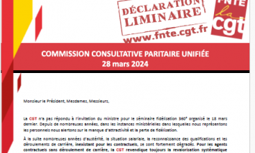 Déclaration Liminaire de la Commission Consultative Paritaire Unifiée du 28 mars 2024. 