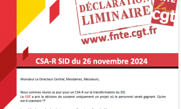 Déclaration Liminaire du CSA-R SID du 26 novembre 2024.