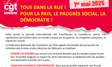 Tract FNTE - 1ER MAI 2025 - TOUS DANS LA RUE ! POUR LA PAIX, LE PROGRÈS SOCIAL, LA DÉMOCRATIE !