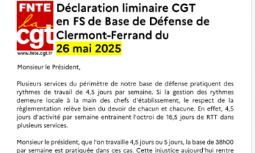 Déclaration Liminaire FS de la BdD de Clermont-Ferrand du 26 mai 2025.