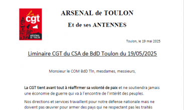 Déclaration Liminaire du CSA BdD de TOULON du 19 mai 2025.