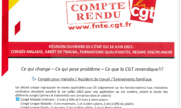 Compte rendu de la multilatérale du 18 juin 2025 concernant les Ouvriers d'Etat - Congés maladie - Arrêt de travail - Formations qualifiantes - Régime disciplinaire.