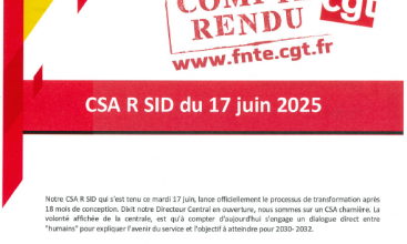 Déclaration Liminaire, Compte rendu et annexe - CSA-R SID du 17 juin 2025.