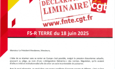 Déclaration Liminaire de la FS-R TERRE du 18 juin 2025.
