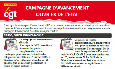 Tract AIA BORDEAUX - Campagne d'avancement Ouvrier de l'État.