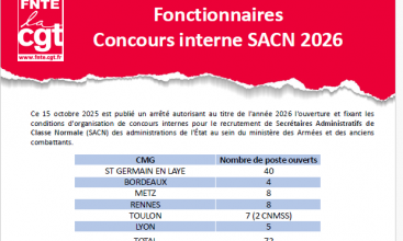 Tract FNTE : Fonctionnaires - Concours interne SACN 2026.