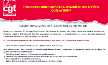 Tract - PERSONNELS CONTRACTUELS AU MINISTÈRE DES ARMÉES, QUEL AVENIR ?