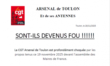 Arsenal de Toulon - Réaction face au discours du CEMA - 