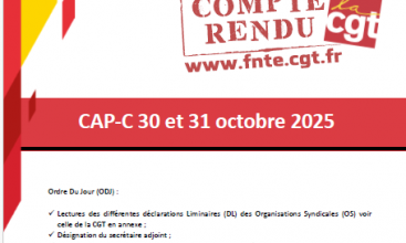 Déclaration Liminaire et Compte Rendu de la CAP-C des 30 et 31 octobre 2025.