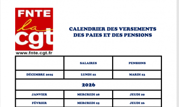 CALENDRIER DES VERSEMENTS DES PAIES ET DES PENSIONS 2026