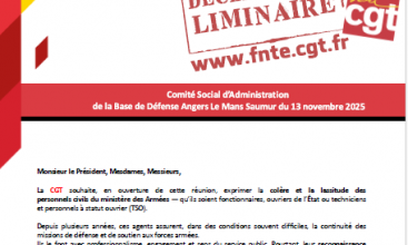 CSA BdD ANGERS - LE MANS - SAUMUR du 13 novembre 2025  - Déclaration Liminaire