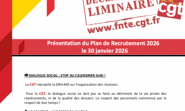 Déclaration Liminaire de la réunion de présentation du Plan de Recrutement (PDR) 2026 du 30 janvier 2026.