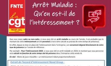 Tract NAVAL-GROUP : Arrêt maladie : Qu'en est-il de l'intéressement ?