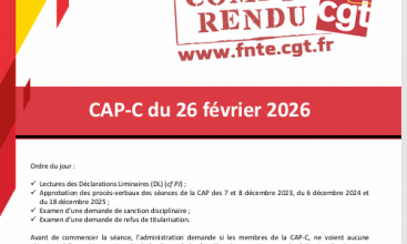 Déclaration Liminaire et Compte Rendu de la CAP-C du 26 février 2026.