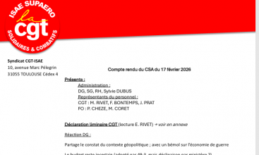 CR et DL CSA ISAé SUPAERO du 17 février 2026.