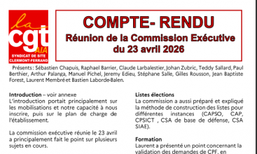 AIA CLERMONT-FERRAND - Compte rendu CE du 23 avril 2026.