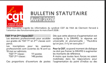 AIA CLERMONT-FERRAND - BULLETIN STATUTAIRE AVRIL 2026.