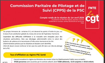  Compte rendu de la réunion du 1er avril 2026 de la Commission Paritaire de Pilotage et de Suivi (CCPS) de la PSC.