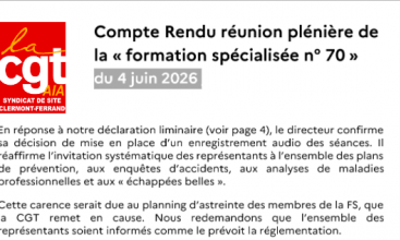Compte rendu de la réunion pléniaire de la FS 70.