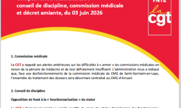 Compte rendu multilatérale : conseil de discipline, commission médicale et décret amiante, du 03 juin 2026.