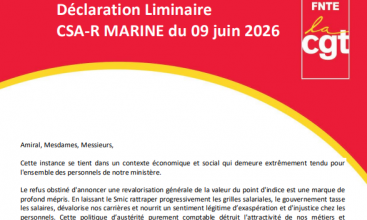 Déclaration Liminaire du CSA-R MARINE du 09 juin 2026.