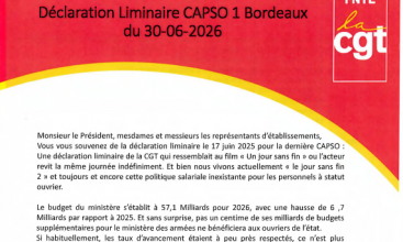 Déclaration Liminaire de la CAPSO 1 BORDEAUX du 30 juin 2026.