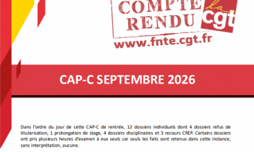 Déclaration Liminaire et Compte Rendu de la CAP-C de septembre 2026.