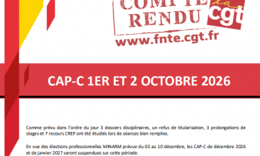 Déclaration Liminaire et Compte Rendu de la CAP-C des 1er et 02 octobre 2026.