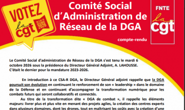 Déclaration Liminaire et Compte Rendu du CSA-R DGA du 06 octobre 2026.